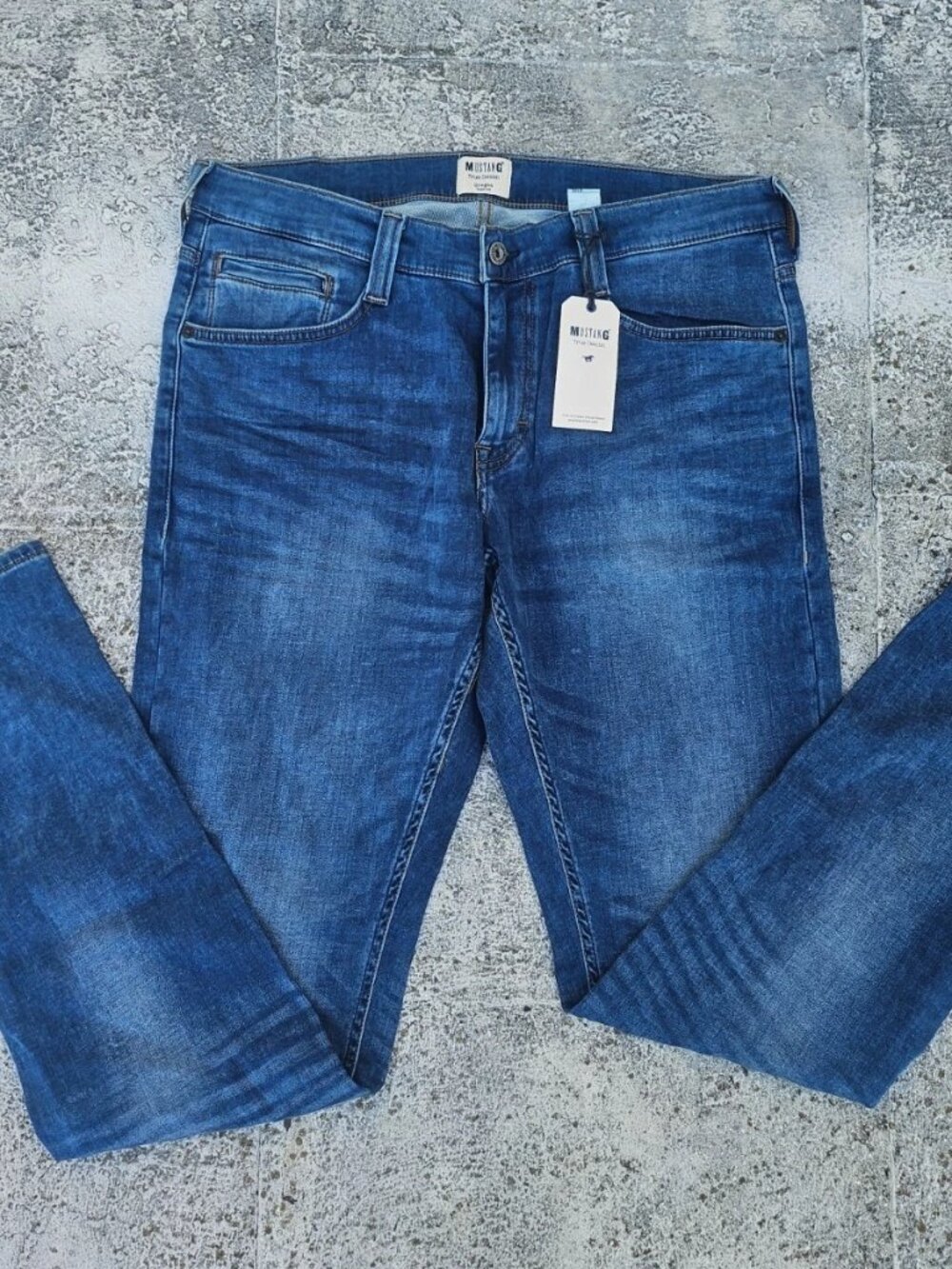 Mustang True Denim Men Jeans Blue Oregon Tapered Slim Fit Jean Size 34 X 35 NWT